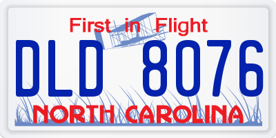 NC license plate DLD8076