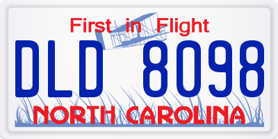 NC license plate DLD8098