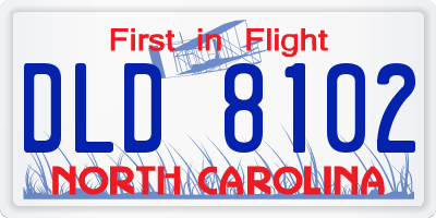 NC license plate DLD8102