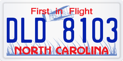 NC license plate DLD8103