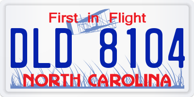 NC license plate DLD8104