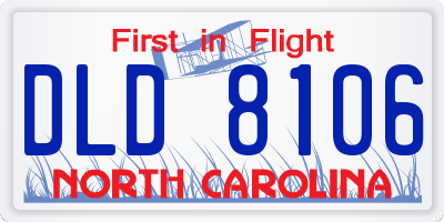 NC license plate DLD8106