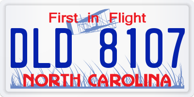 NC license plate DLD8107