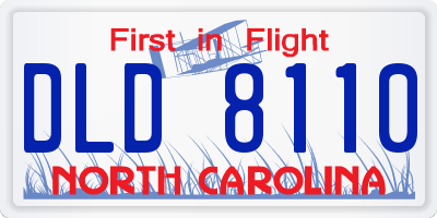 NC license plate DLD8110