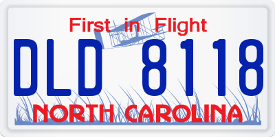 NC license plate DLD8118