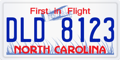 NC license plate DLD8123