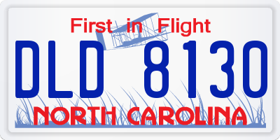 NC license plate DLD8130