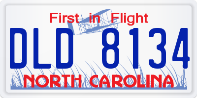 NC license plate DLD8134