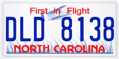 NC license plate DLD8138