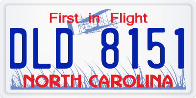 NC license plate DLD8151