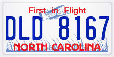NC license plate DLD8167