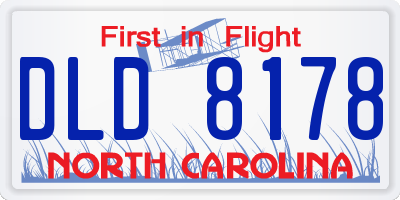NC license plate DLD8178