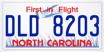 NC license plate DLD8203