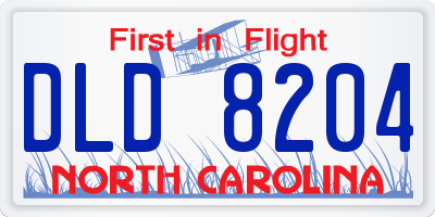 NC license plate DLD8204