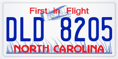 NC license plate DLD8205