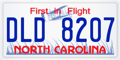 NC license plate DLD8207