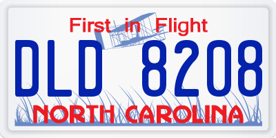 NC license plate DLD8208