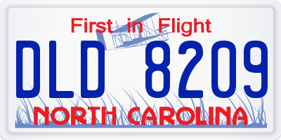 NC license plate DLD8209