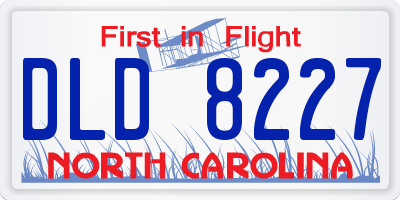 NC license plate DLD8227