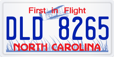 NC license plate DLD8265