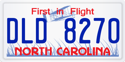NC license plate DLD8270