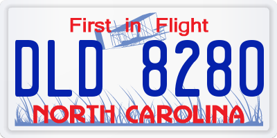 NC license plate DLD8280