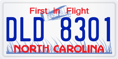 NC license plate DLD8301