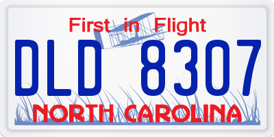 NC license plate DLD8307