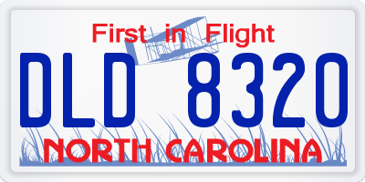 NC license plate DLD8320