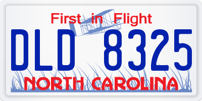 NC license plate DLD8325