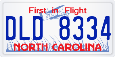 NC license plate DLD8334