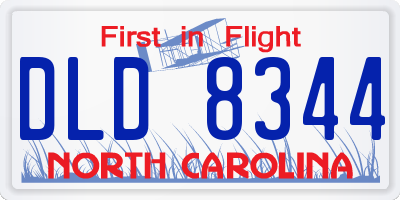 NC license plate DLD8344