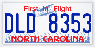 NC license plate DLD8353