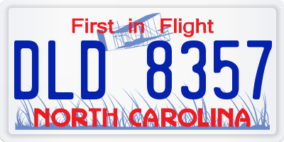 NC license plate DLD8357