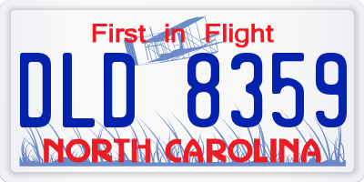 NC license plate DLD8359