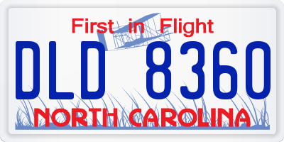 NC license plate DLD8360