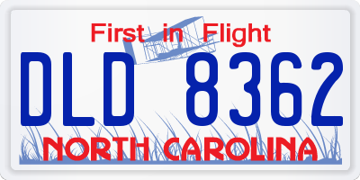 NC license plate DLD8362