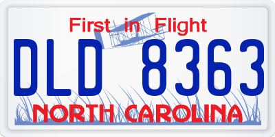 NC license plate DLD8363