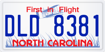 NC license plate DLD8381