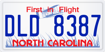 NC license plate DLD8387