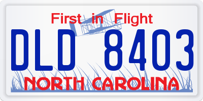 NC license plate DLD8403