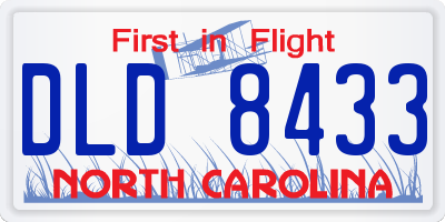 NC license plate DLD8433