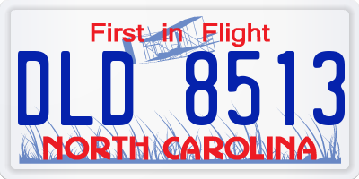 NC license plate DLD8513