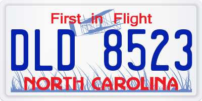 NC license plate DLD8523