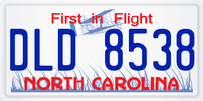 NC license plate DLD8538