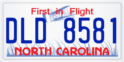 NC license plate DLD8581