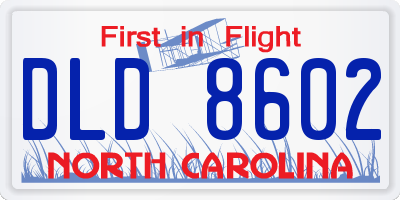 NC license plate DLD8602