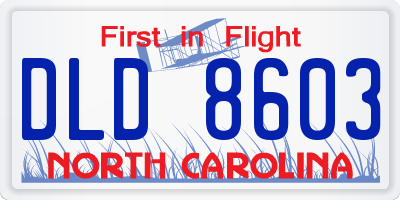 NC license plate DLD8603