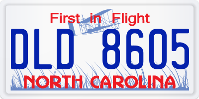 NC license plate DLD8605