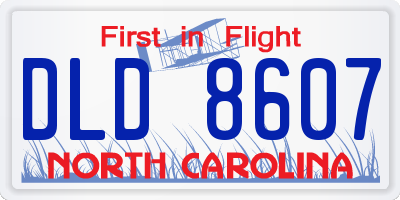 NC license plate DLD8607